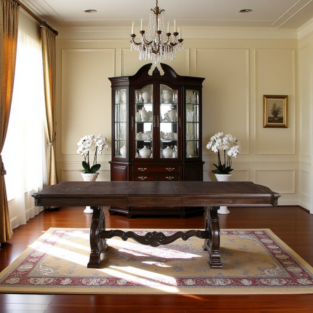 Warm Pecan 96" Extendable Dining Table – Large Oak Veneer Table for 8–10 People