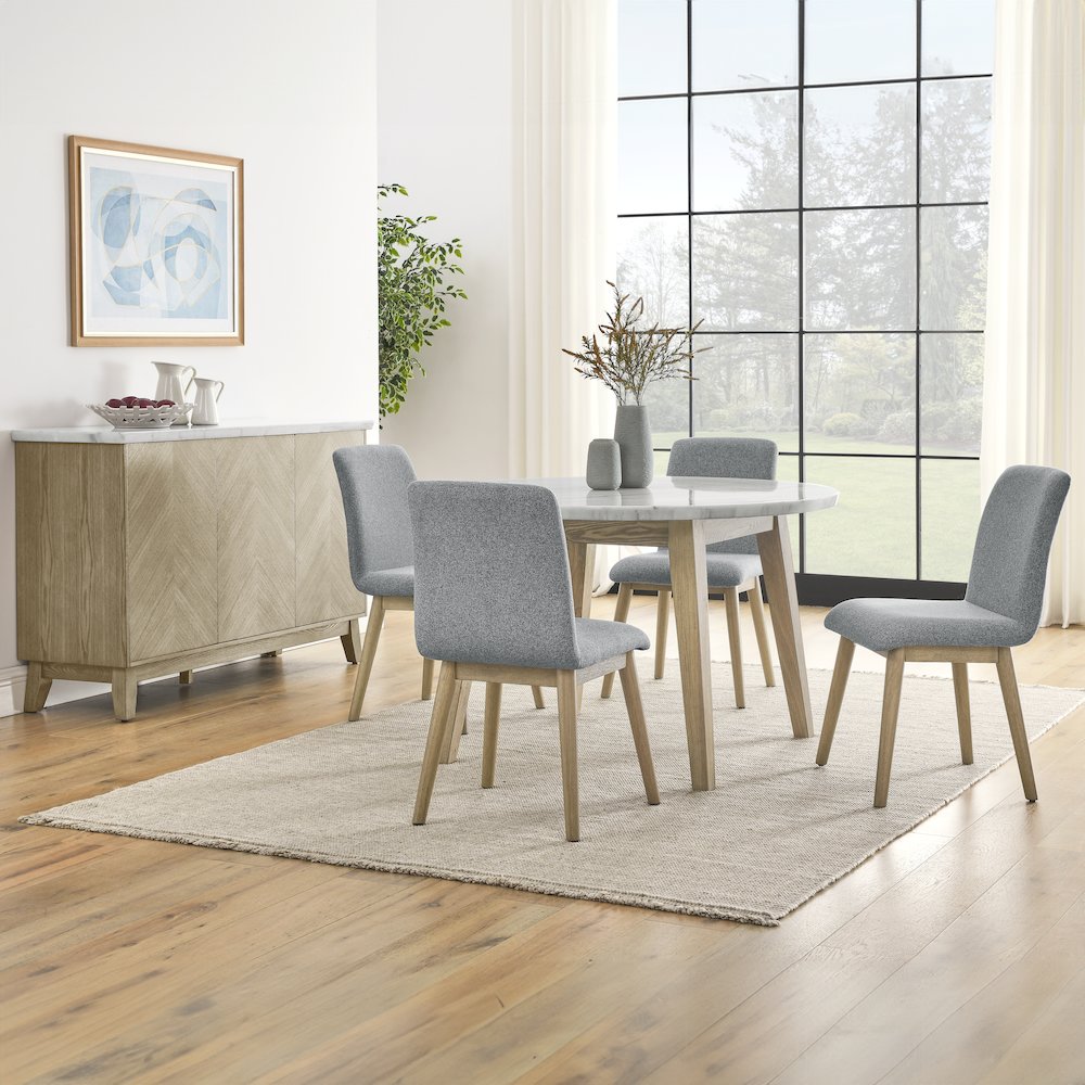 Vida 5-Piece 48" Round White Marble Dining Set