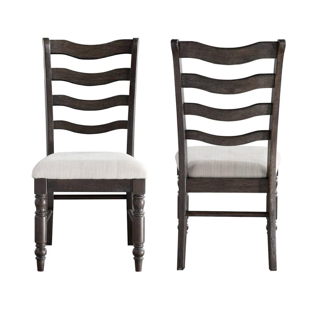 Ladderback Side Chairs, Upholstered Seat, Turned Legs, Set of 2