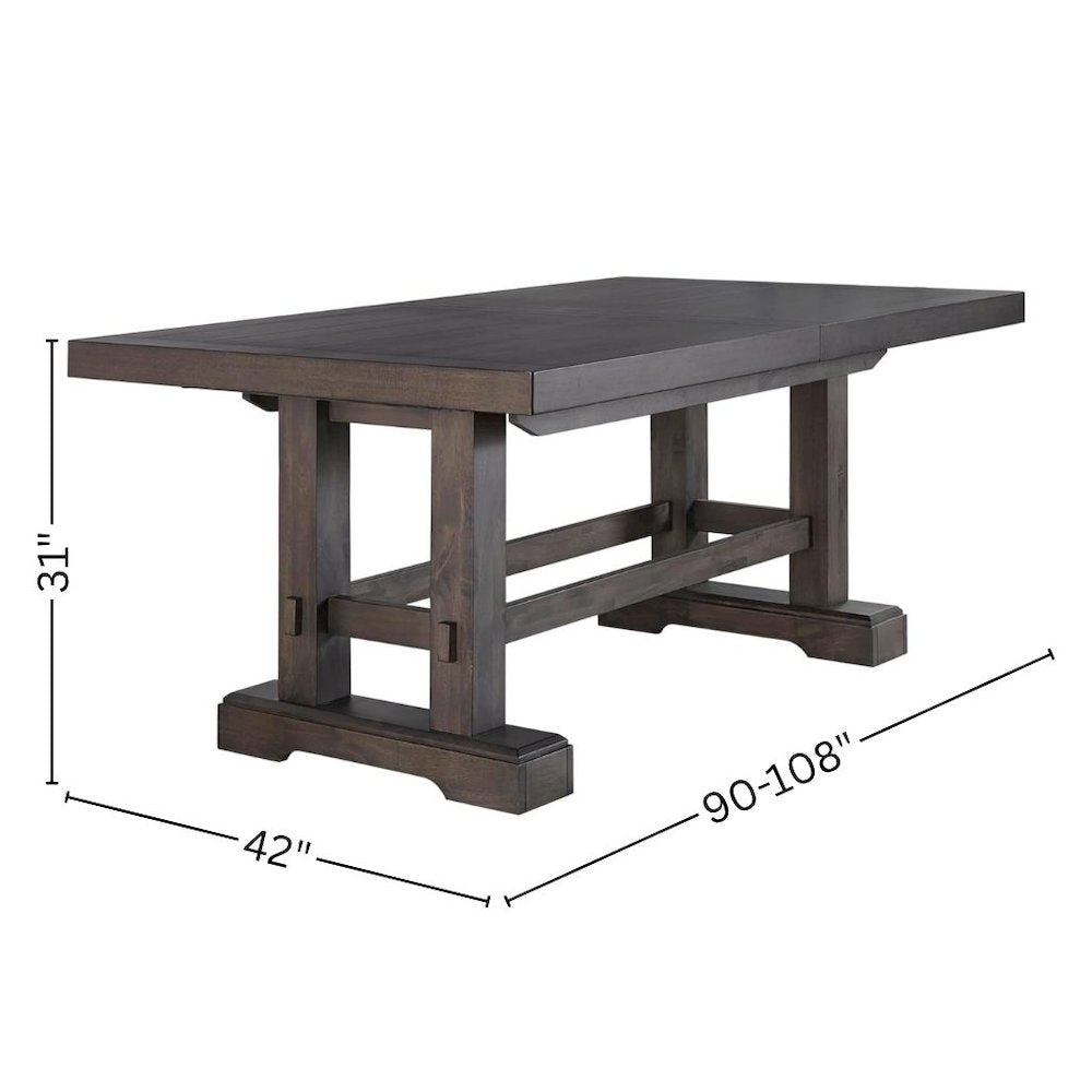 7-Piece Dining Set, Double Pedestal, Two Leaves, Brown
