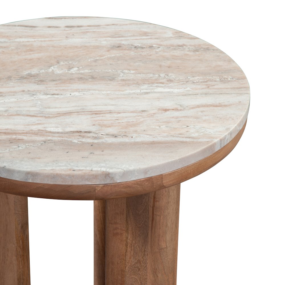 Sidney Brown Marble Top Round End Table