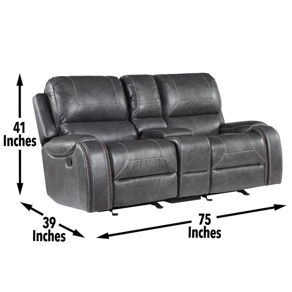 Keily Gray Manual Console Loveseat