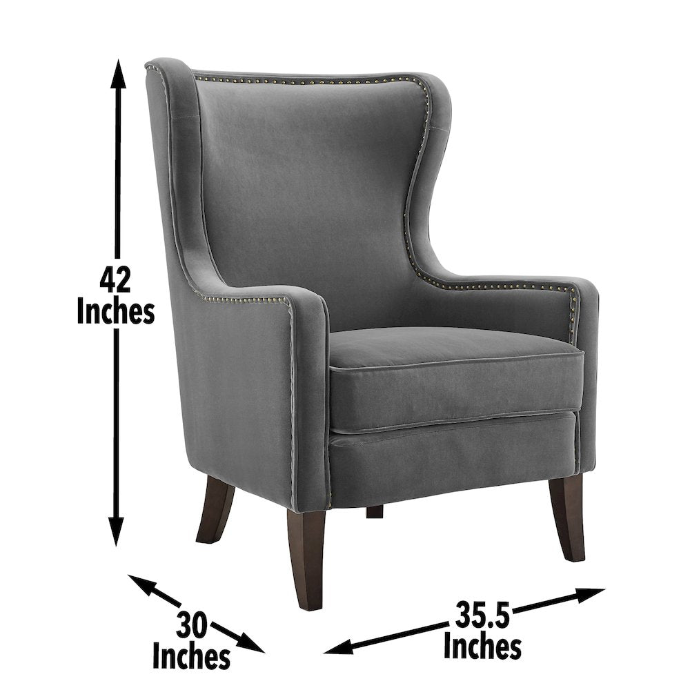 Rosco Velvet Accent Chair - Charcoal