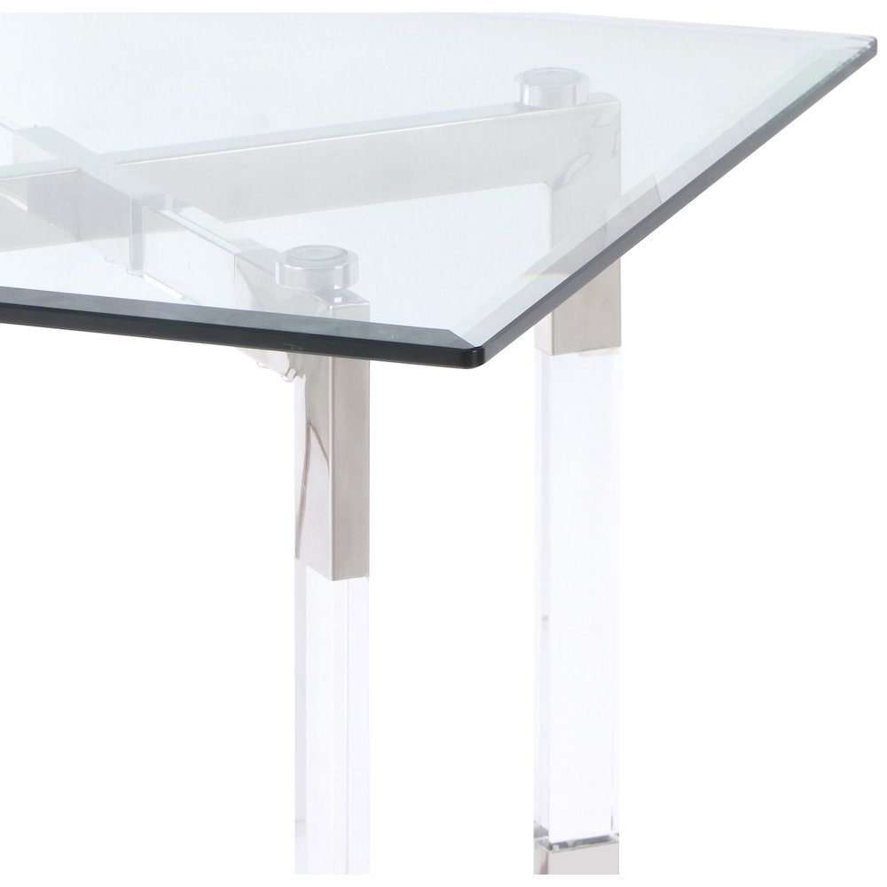 Acrylic Side Table with Glass Top - Modern Glass End Table