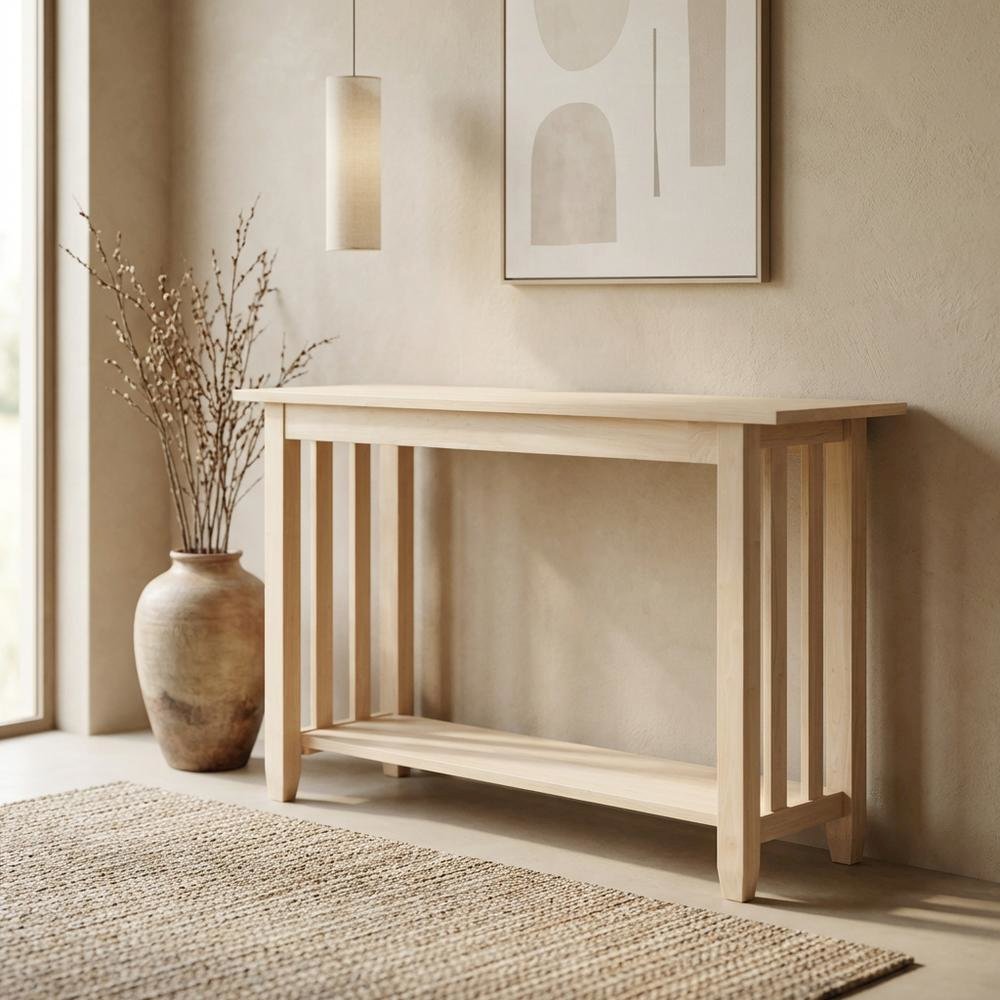 Unfinished Console or Sofa Table with Versatile Design for Living Room