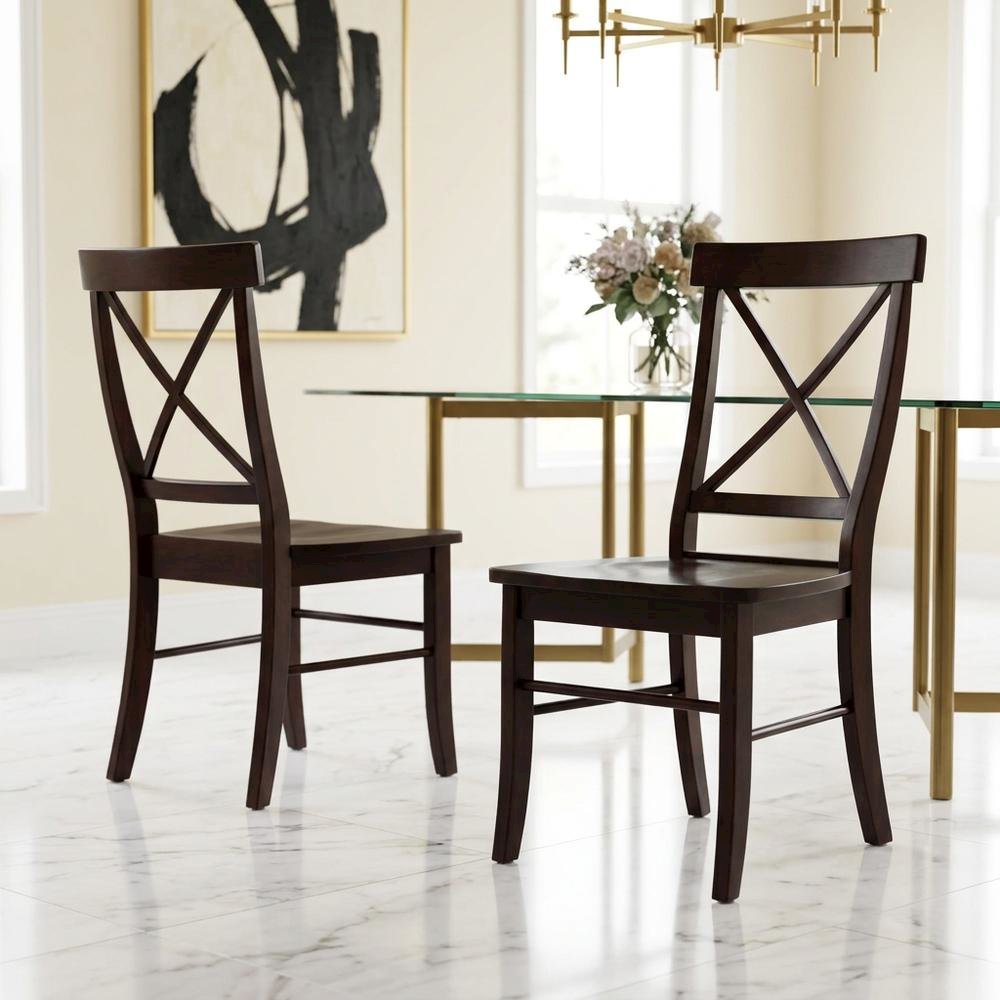 Solid Wood X-Back Dining Chair, Farmhouse Kitchen Chair for Dining Room