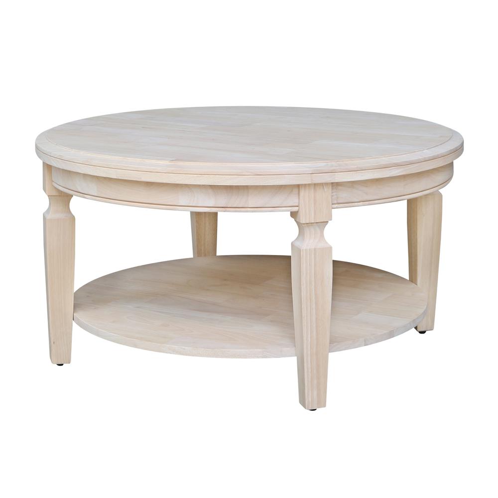 Vista Round Coffee Table, Unfinished, Ready to finish