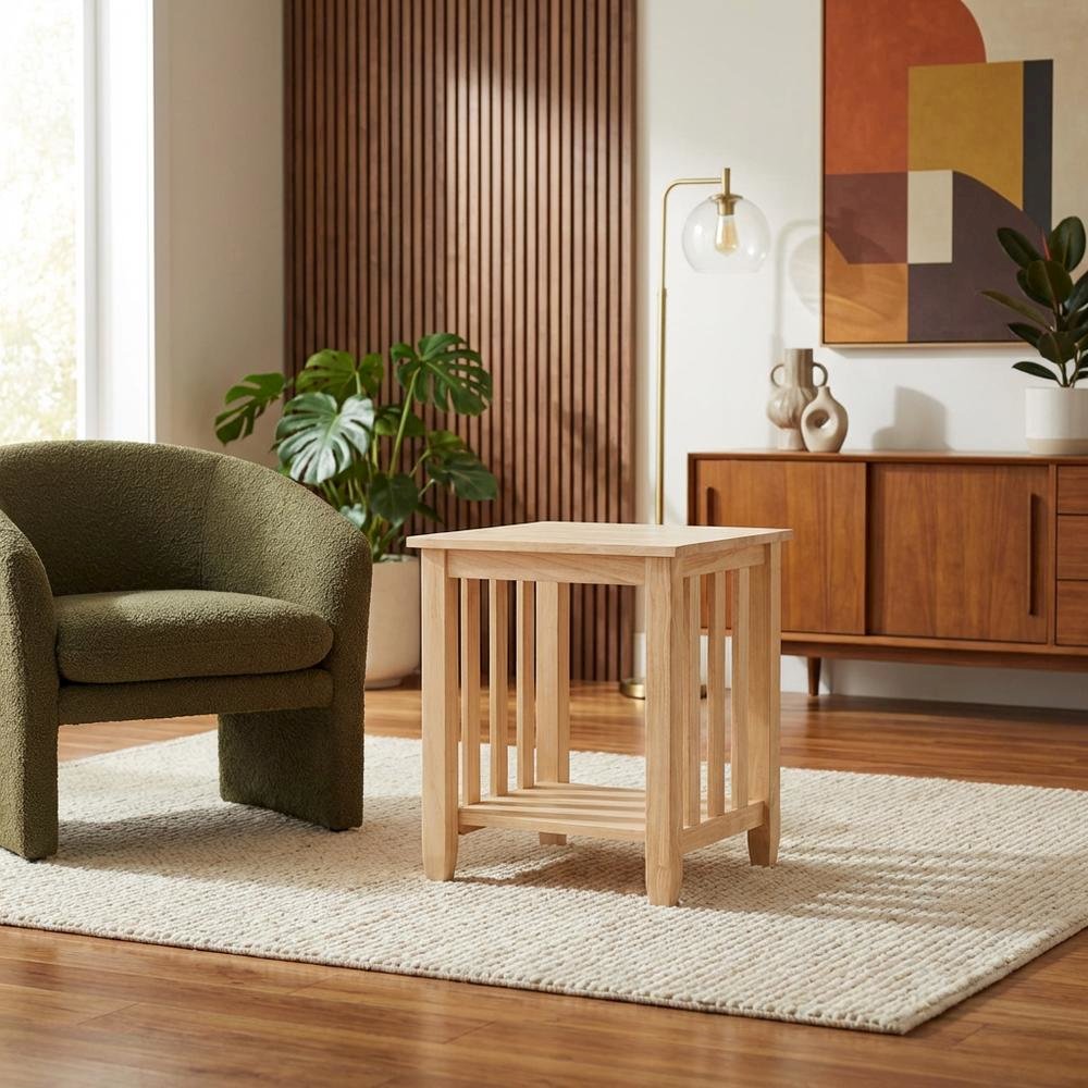 Unfinished Tall End Table with Stylish Contemporary Design