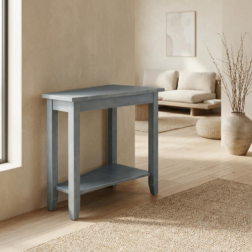 Heather Grey Accent Table with Antique Wash Finish for Living Room or Bedroom