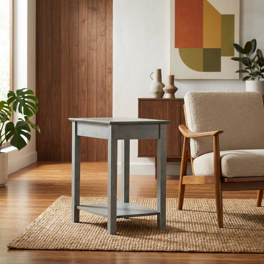 Heather Grey Narrow End Table with Antique Wash Finish