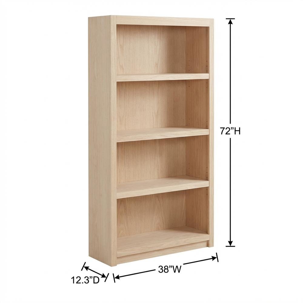 Wooden Bookcase with Open Shelving and Rustic Finish for Home Office Storage