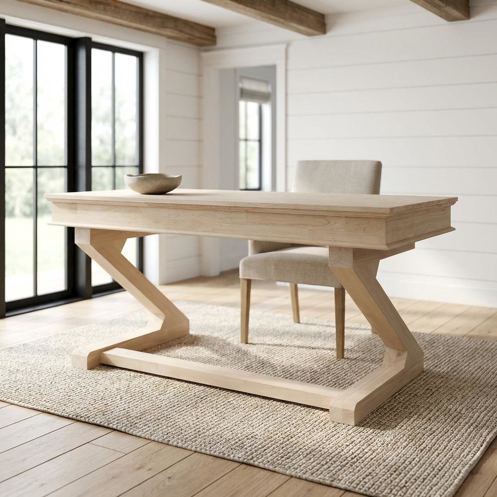 Modern Beige Executive Desk With Zosiac Base For Office Use