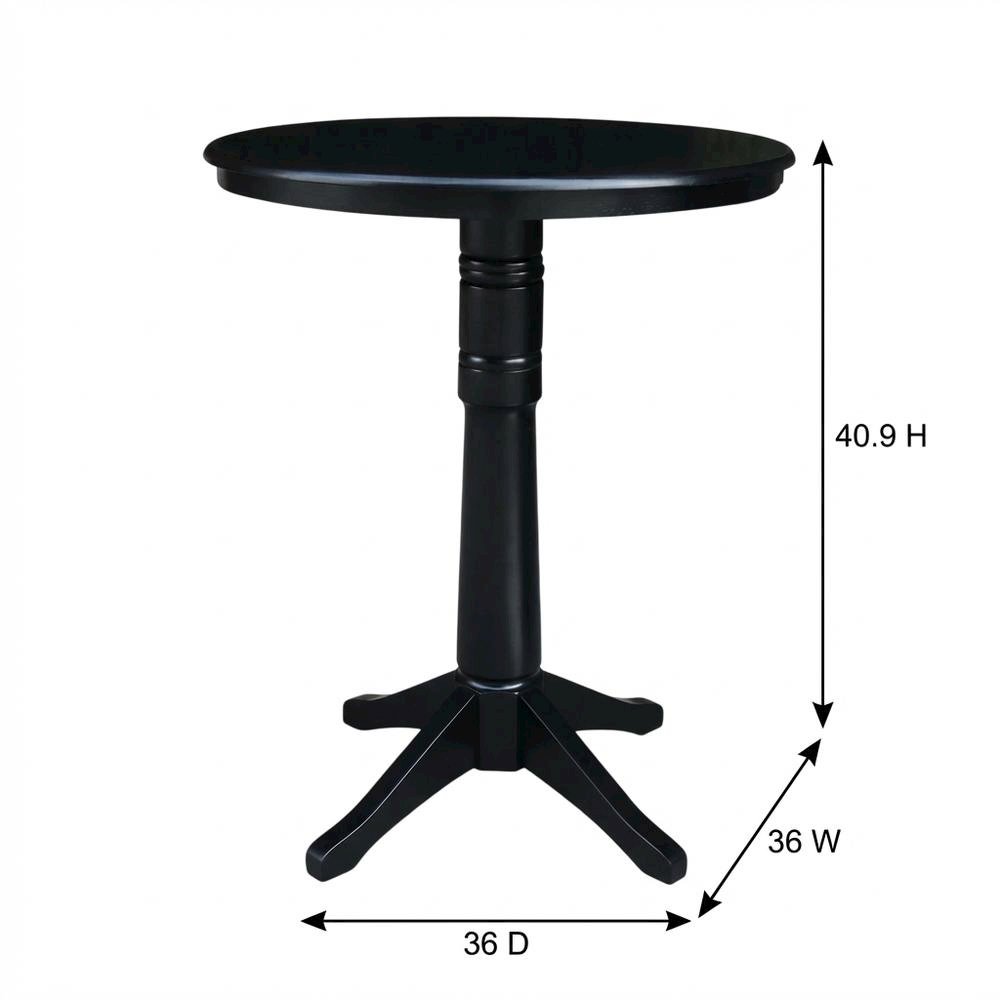 Black 36-Inch Round Pedestal Table with Sturdy Design and Elegant Finish