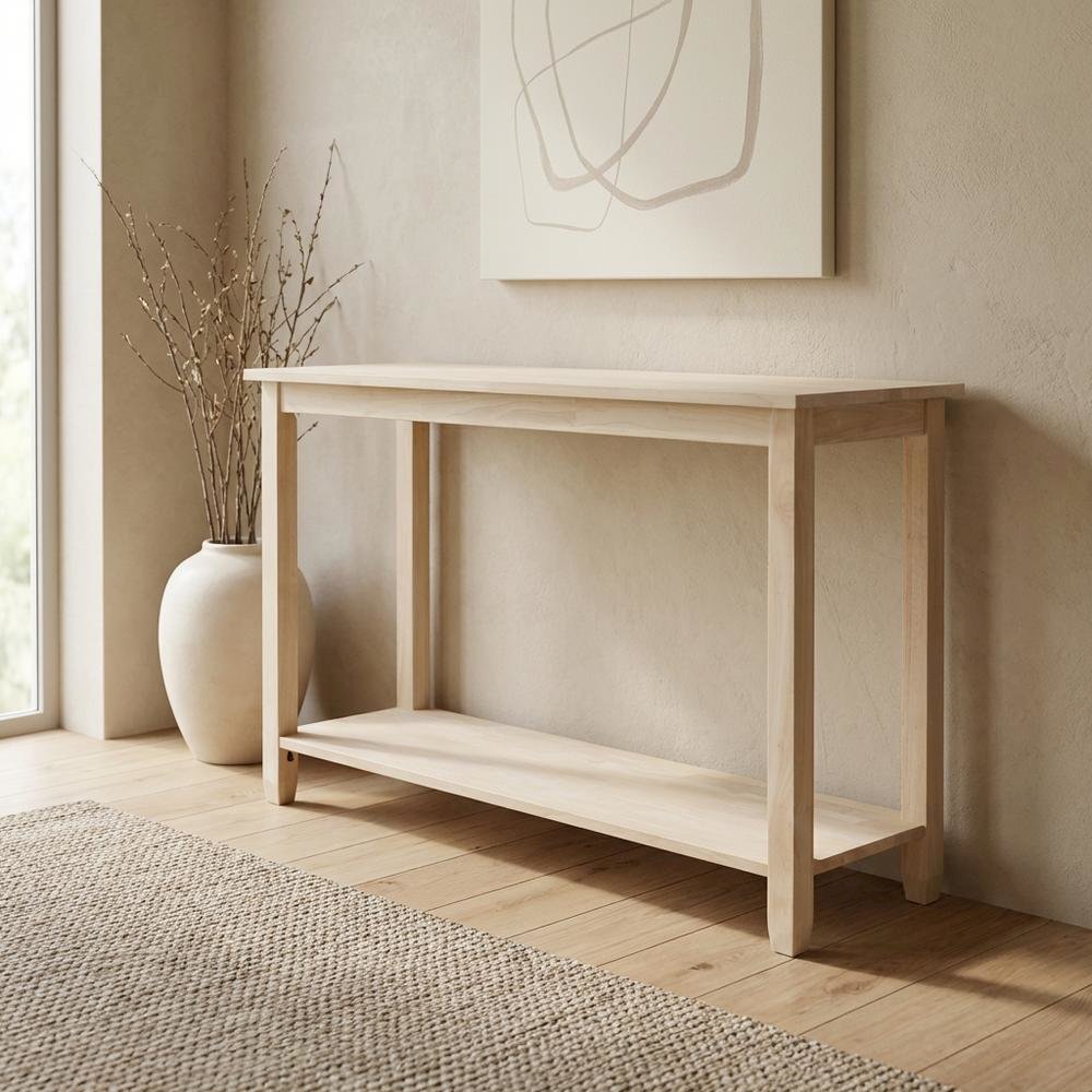 Unfinished Console Table with Sleek Modern Design for Living Room or Entryway