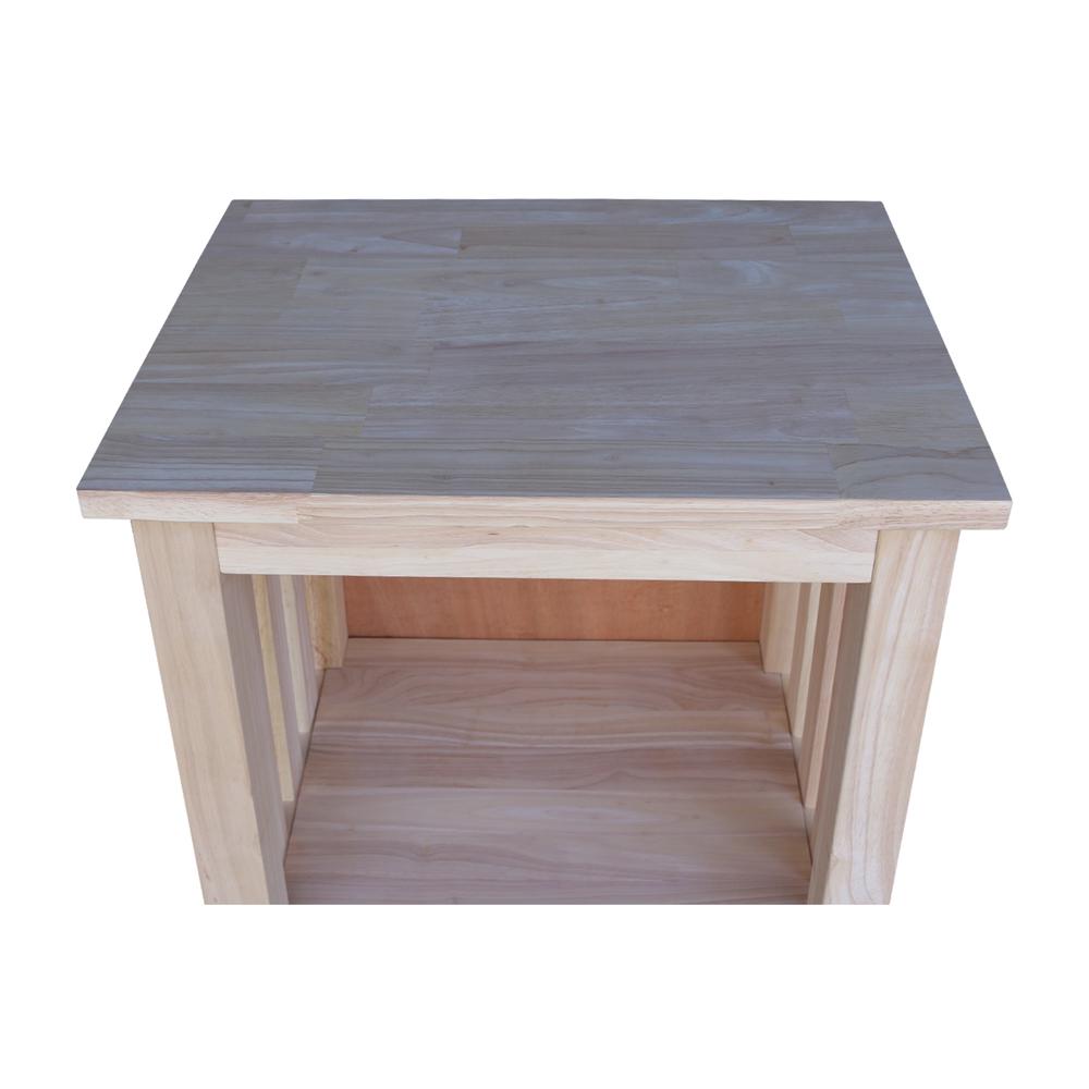 Mission Tall End Table Includes Drawer , Unfinished