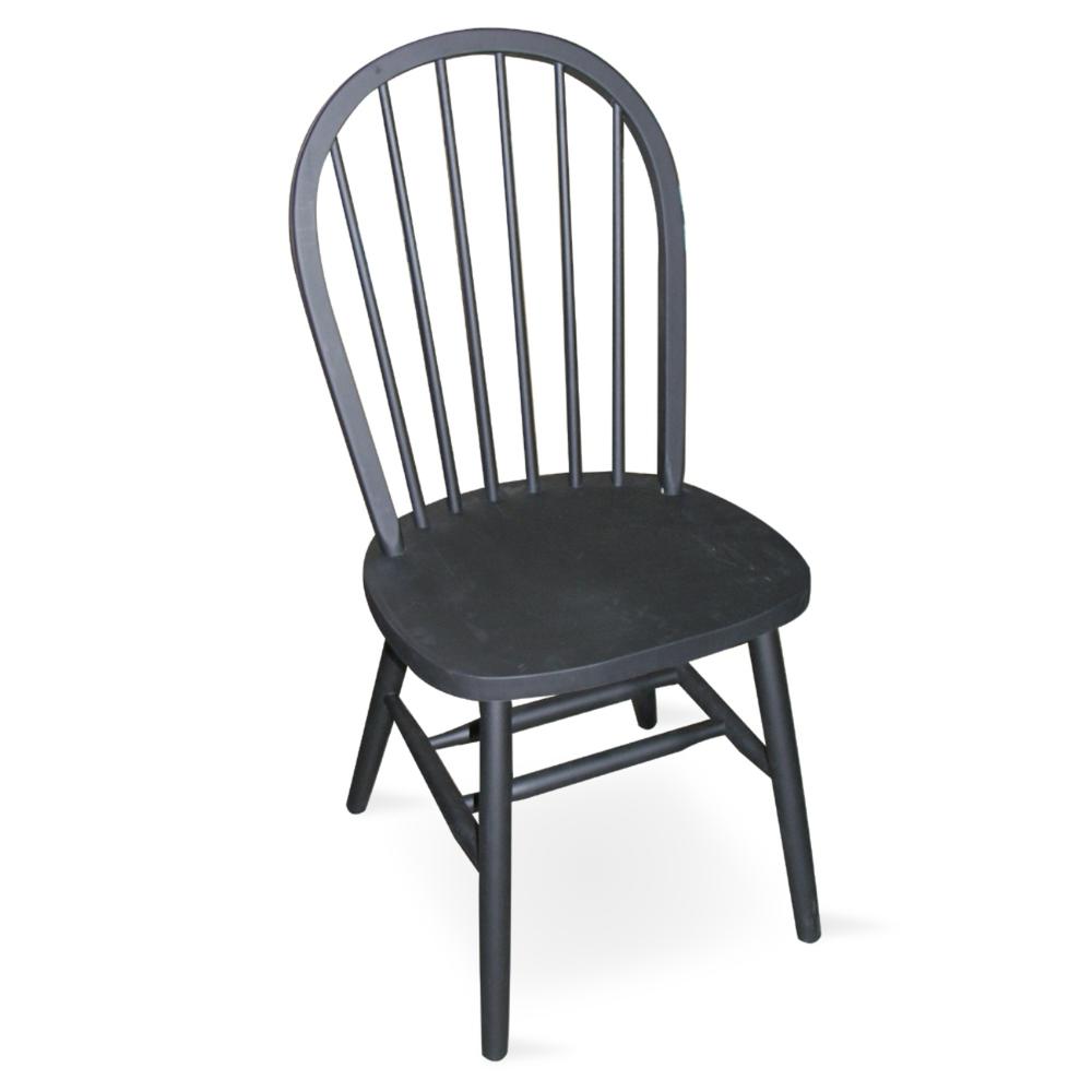 Windsor 37" High Spindleback Chair - Plain Legs, Black