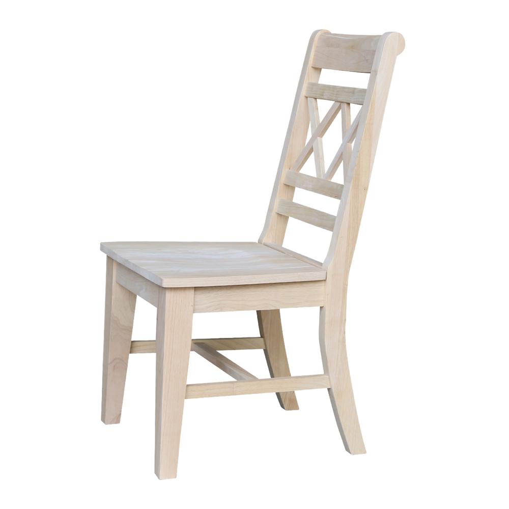 Canyon Collection Set of Two Double X- Back Chairs, Unfinished