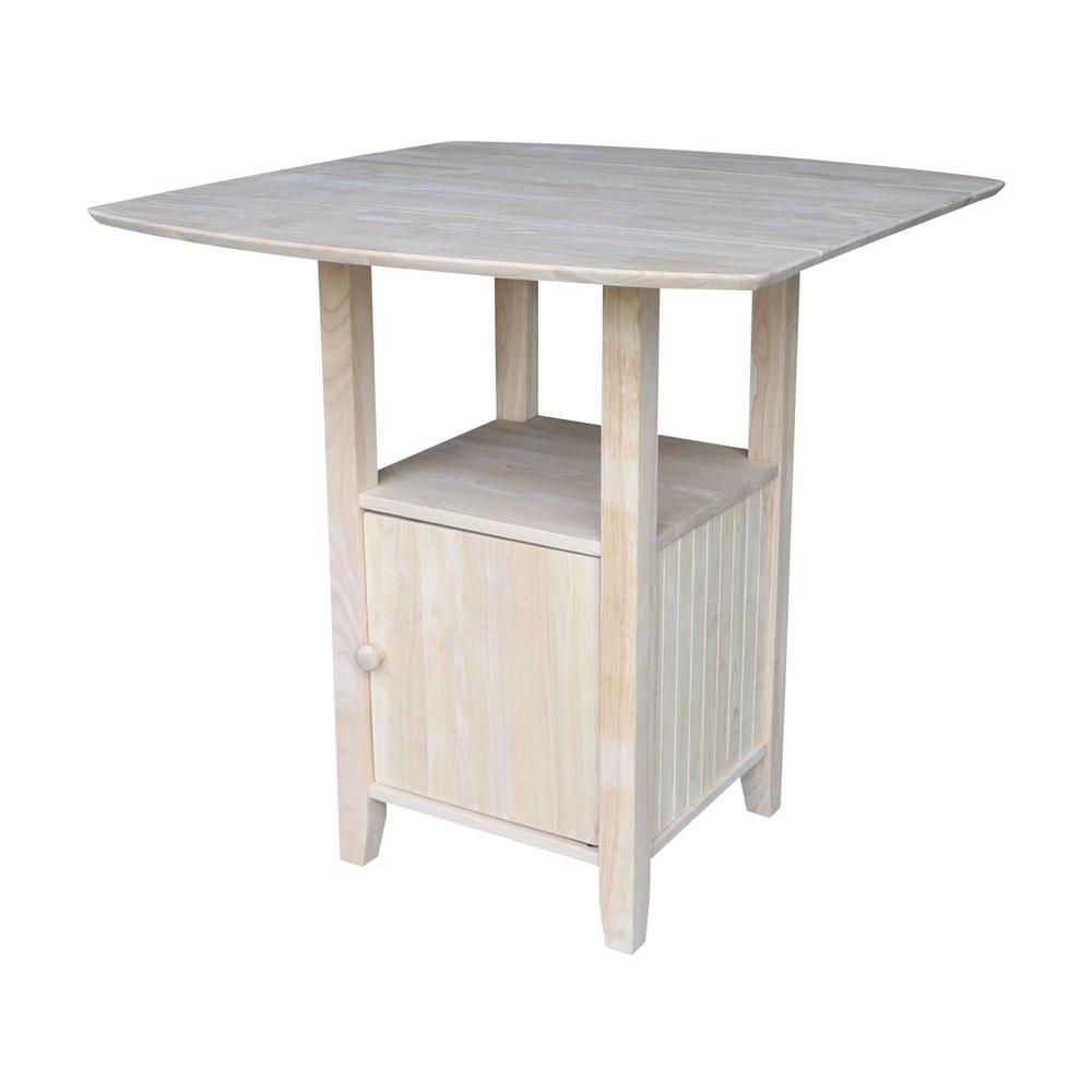 Dual Drop Leaf Bistro Table - Bar Height - With Storage, Unfinished