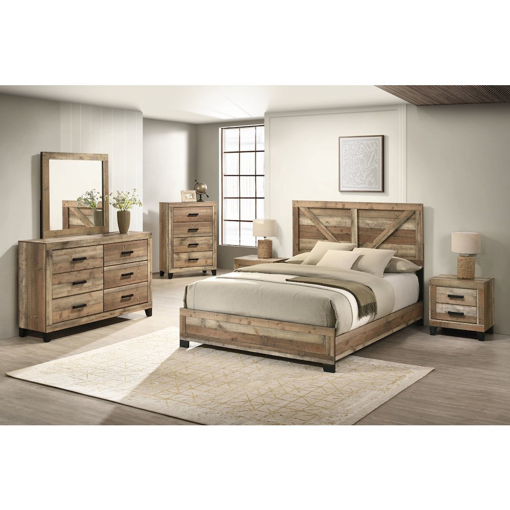 Weathered Brown Pine 4-Drawers Chest