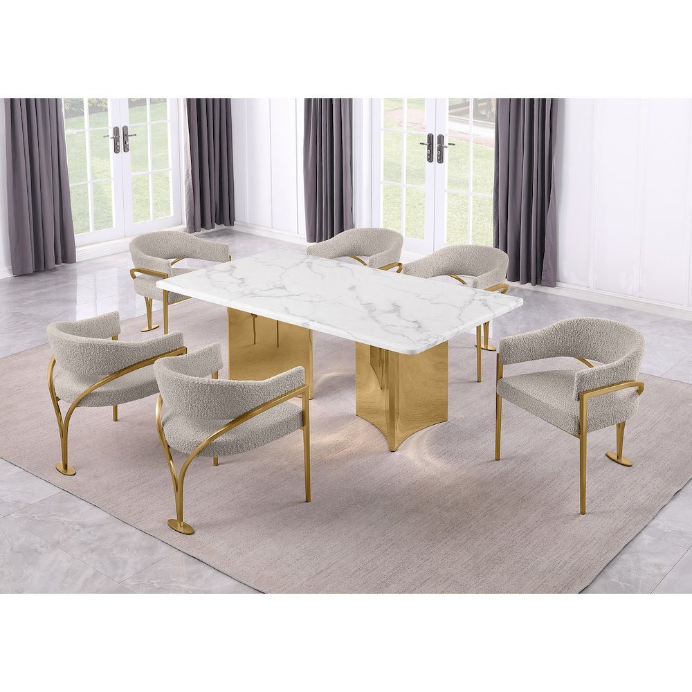 7pc 38mm Marble Top Dining Set Gray Chiars
