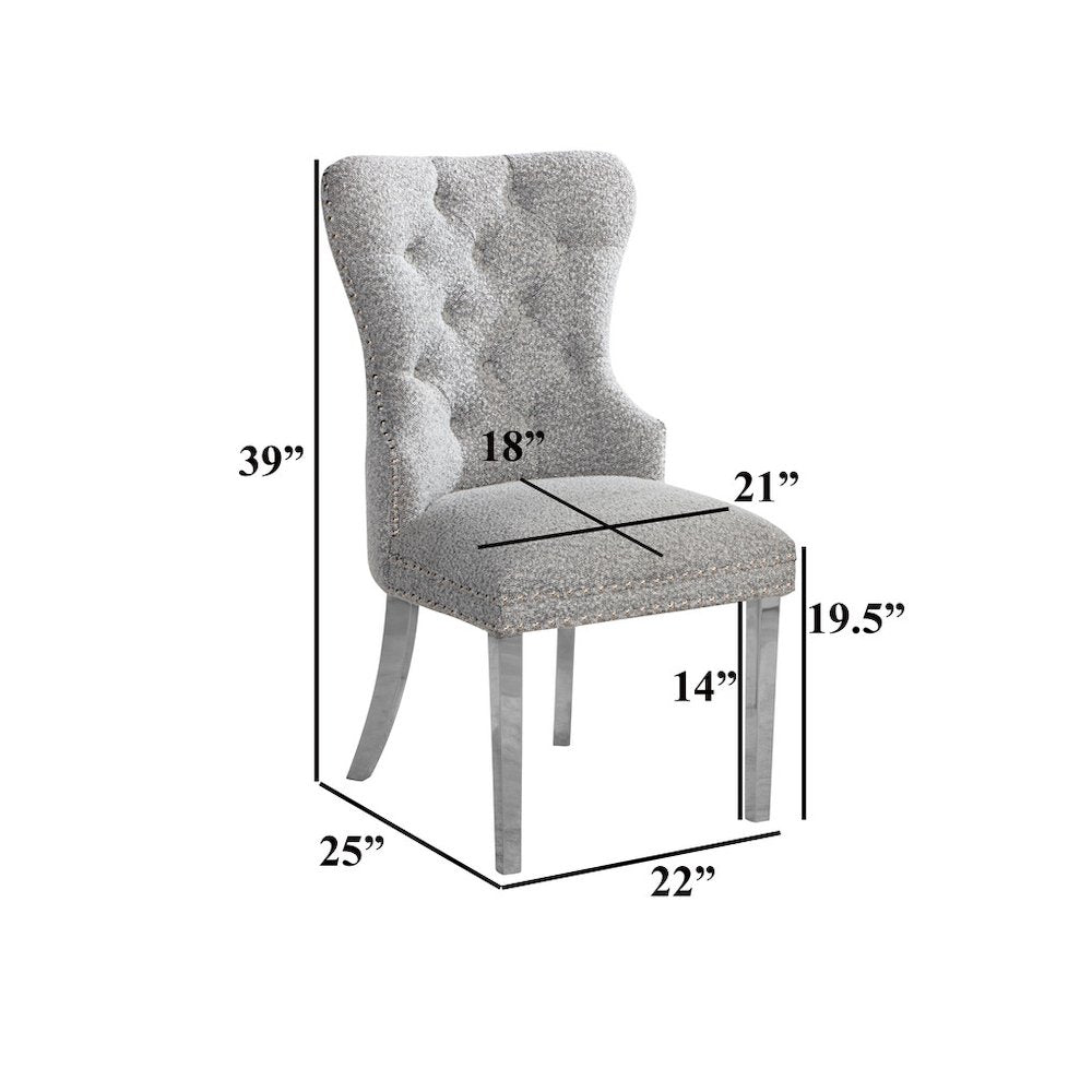 Rich Gray Boucle Fabric And Silver Base Side Chairs (Set Of 2)
