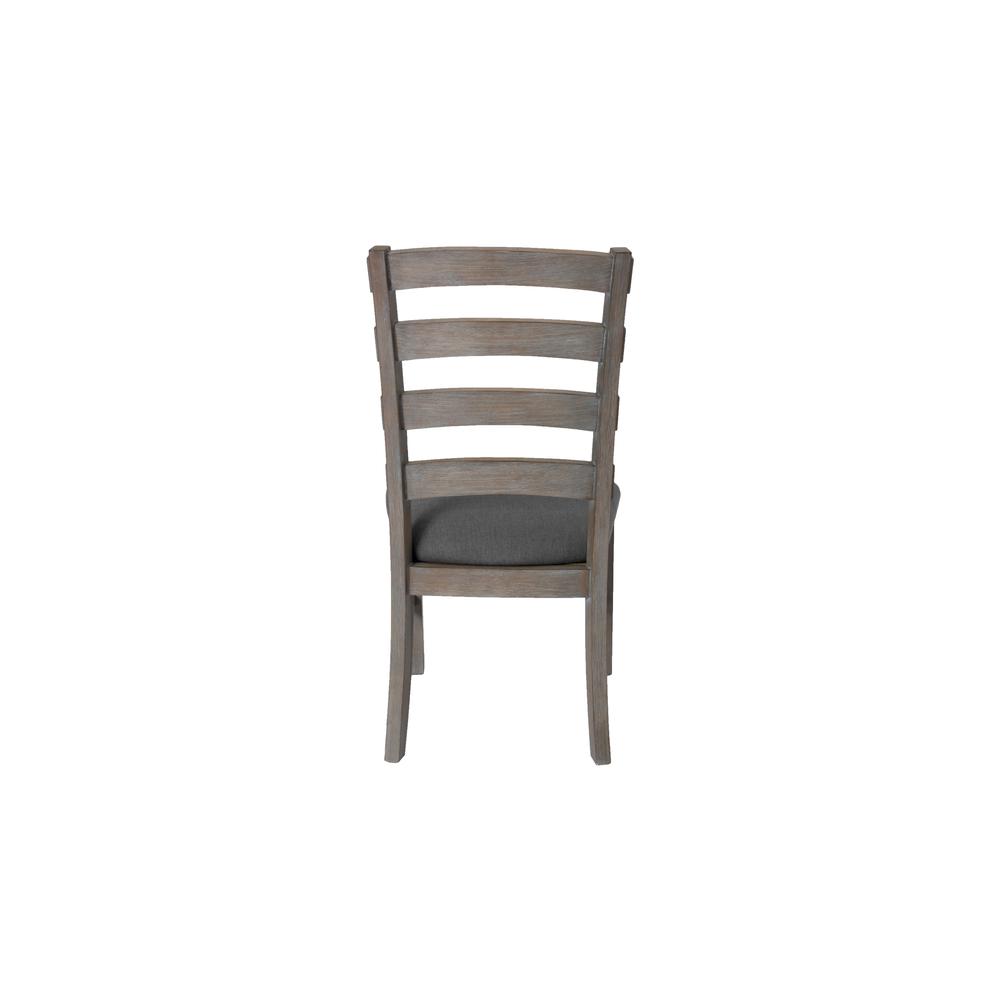 7 Piece Dining Set Extendable w/18"Center Leaf Extension & 6 Ladder-Back Chairs in Dark Grey Linen