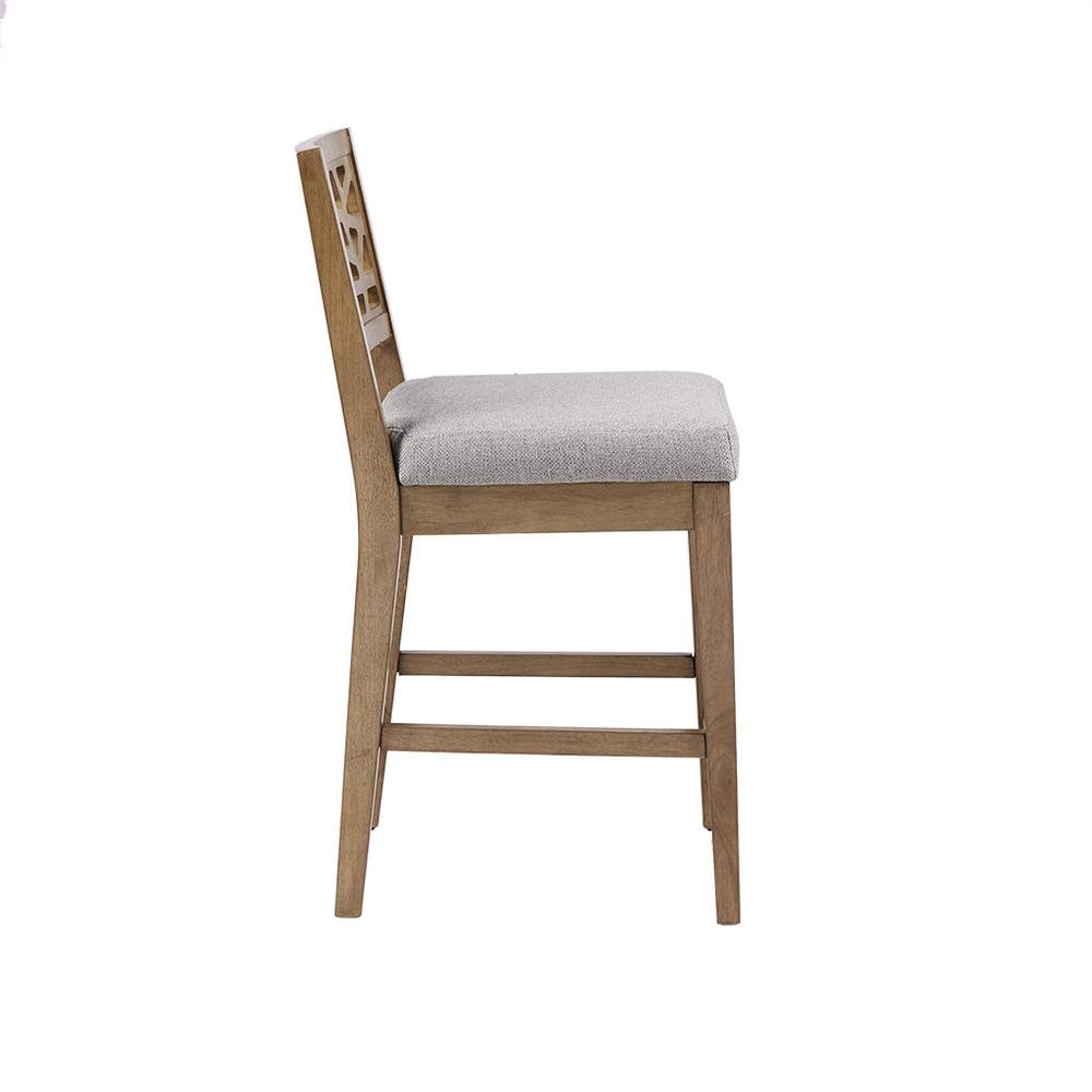 Gray Upholstered Counter Stool with Solid Wood Legs for Kitchen Islands