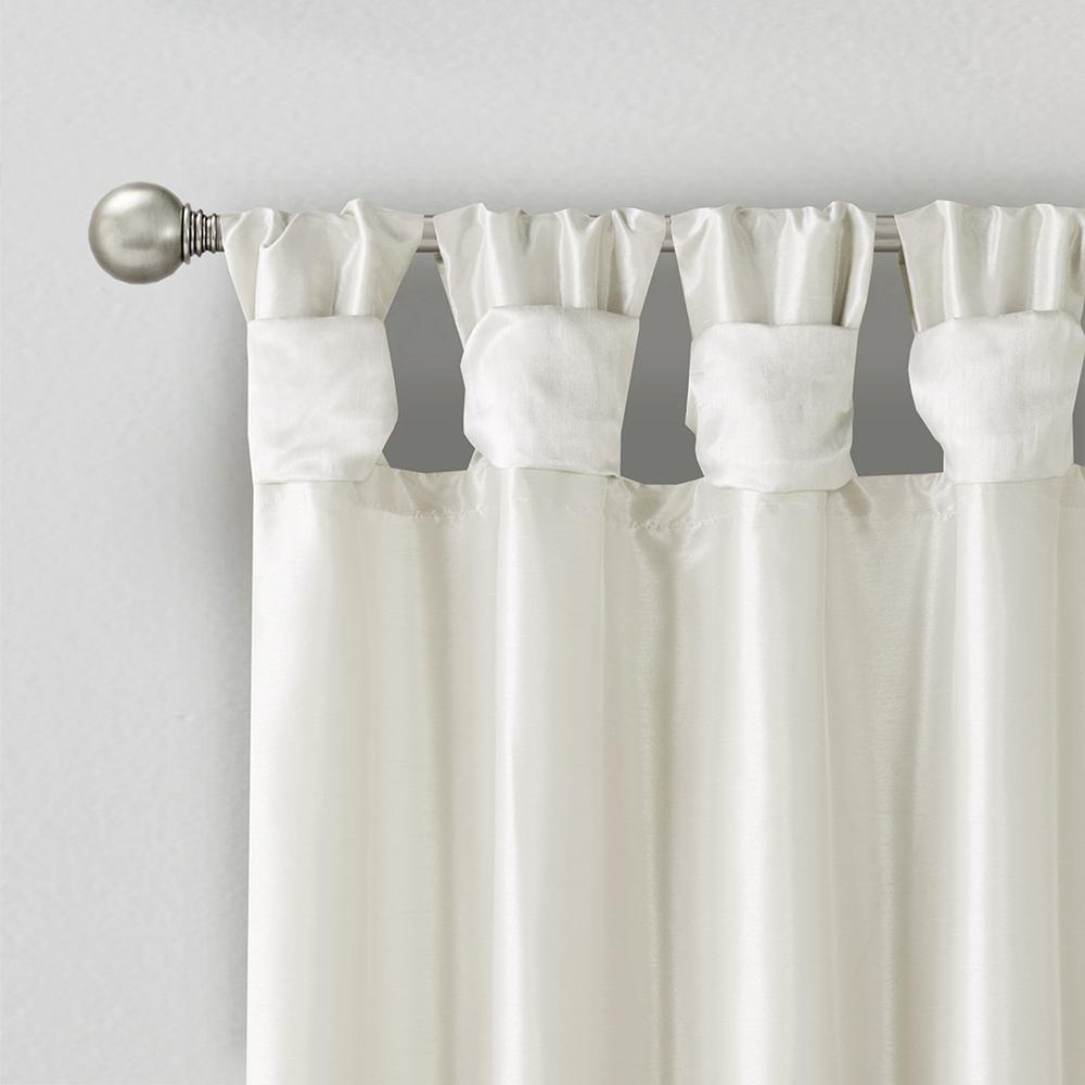 White Twisted Tab Lined Window Curtain Panel, Belen Kox