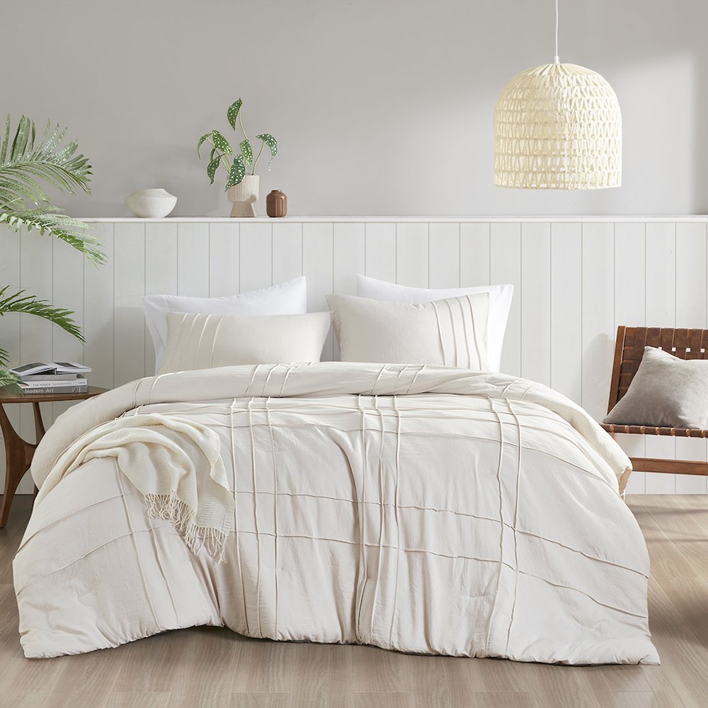 Porter Soft Washed Pleated Comforter Set, Neutral color
