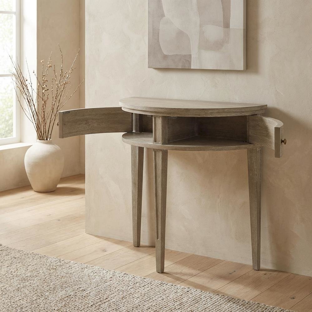 Wooden Storage Console Table with Flat Top and Open Shelf