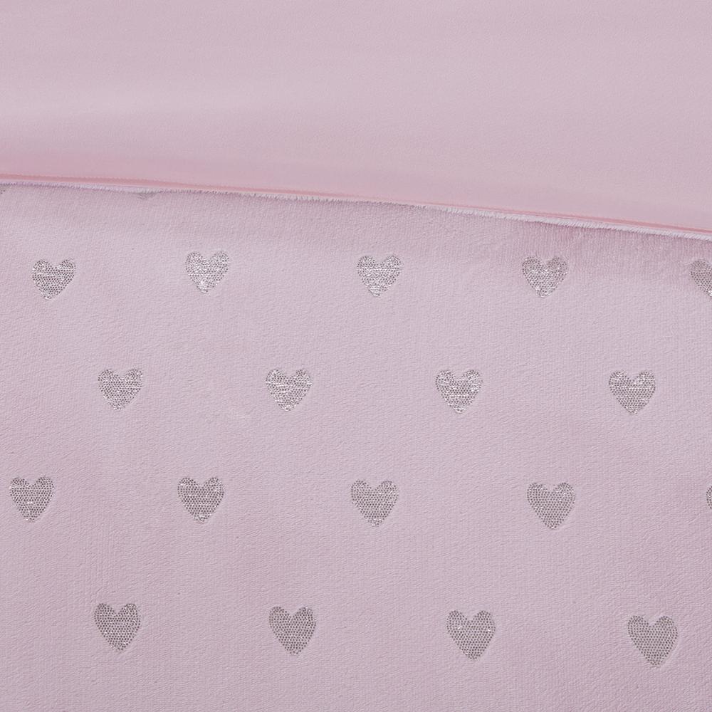 Rosalie Metallic Heart Printed Plush Comforter Set, Belen Kox