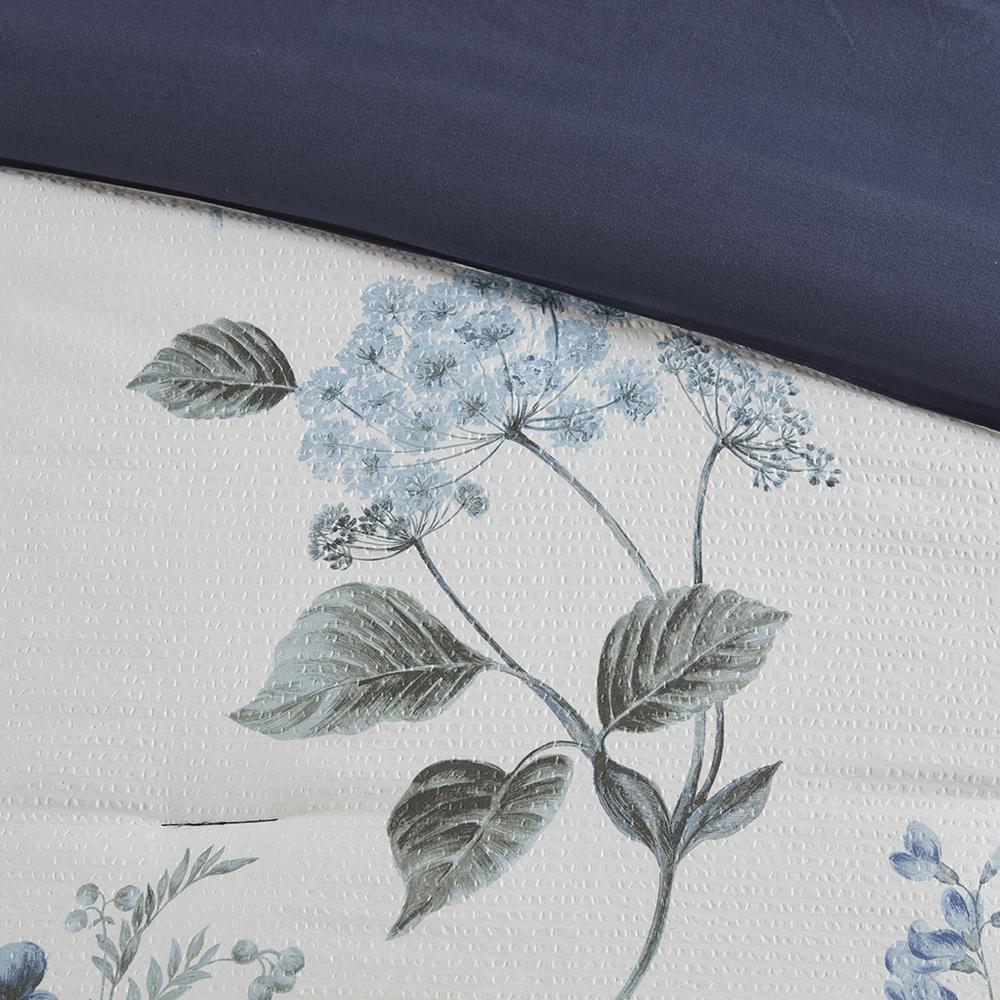 Floral Seersucker 7 Piece Comforter Set with Throw Blanket, Belen Kox