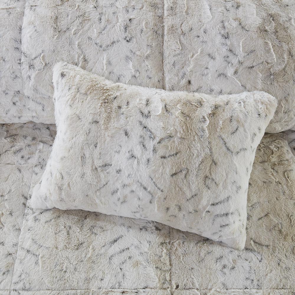 Zuri Snow Leopard Faux Fur Comforter Set, Belen Kox