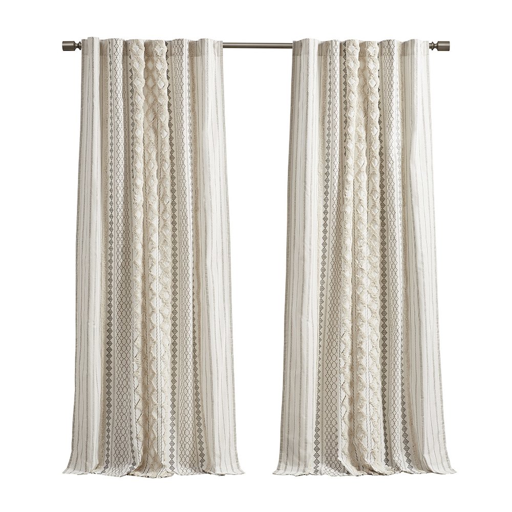 Imani Cotton Printed Window Panel with Chenille Stripe and Lining, Belen Kox