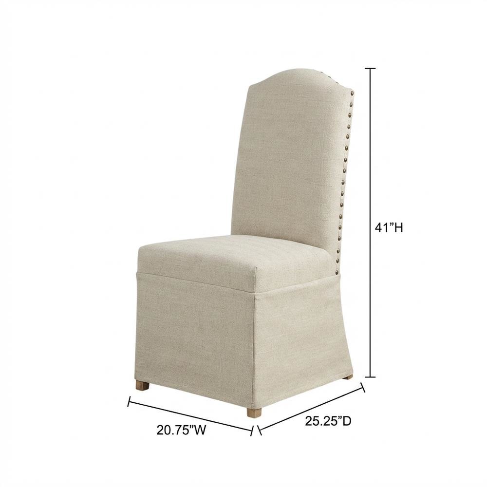 Beige Dining Chairs Set of 2 with Slipcovers, Upholstered Dining Chairs