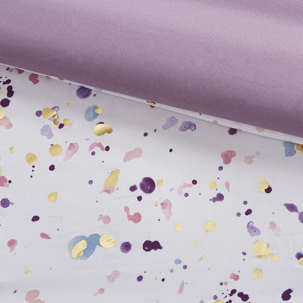 Metallic Glitter Printed Reversible Comforter Set - Plum, Belen Kox