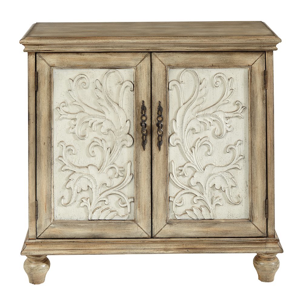 Brown Rustic 2-Door Accent Cabinet, Vintage Sideboard with Solid Wood Legs