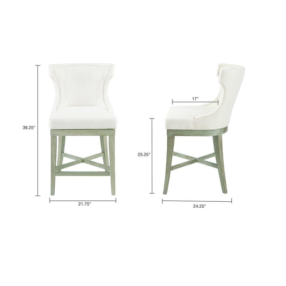Swivel Beige Bar Height Stool, Upholstered Wingback Counter Height Chair