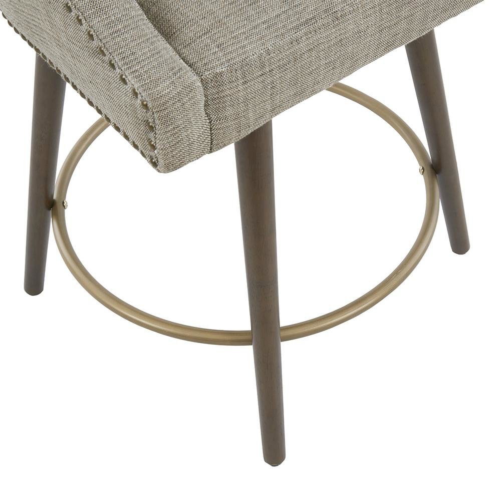 Blue Bar Height Stool, Upholstered Swivel Counter Stool with Solid Wood Frame