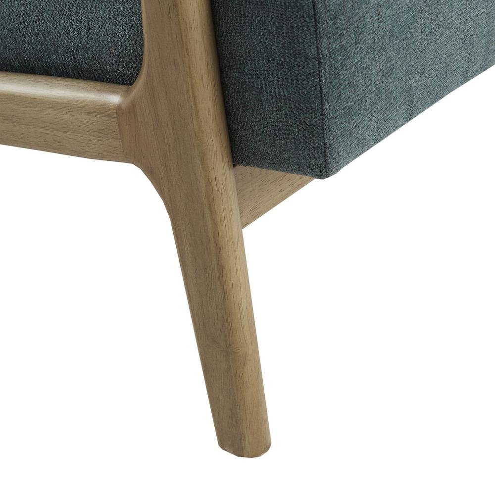 Teal Wooden Mid Century Modern Chair for Living Room, Upholstered Accent Chair