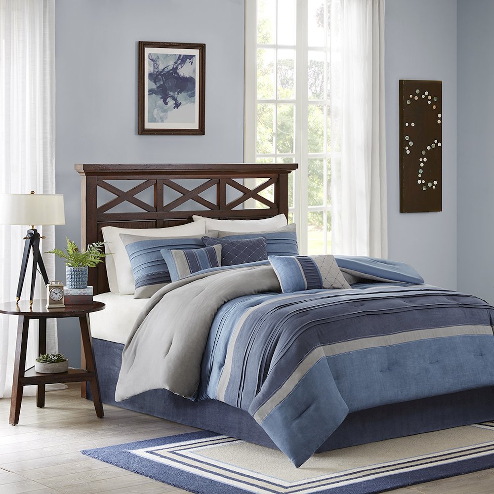 Navy Microsuede Comforter Set, Belen Kox