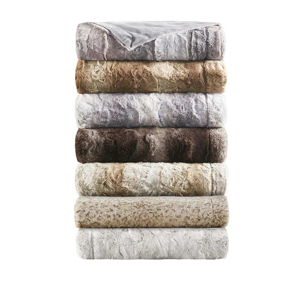 Zuri Snow Leopard Faux Fur Throw Blanket, Belen Kox