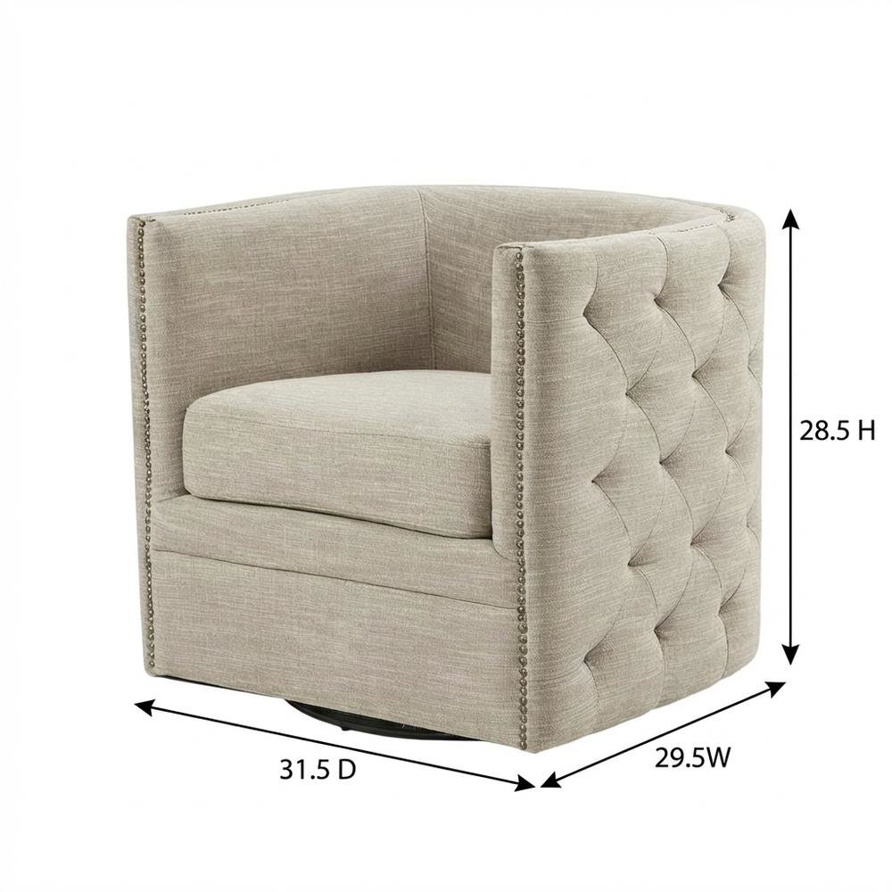 Cream Swivel Lounge Chair with Multi Pattern and 56.28 lb weight