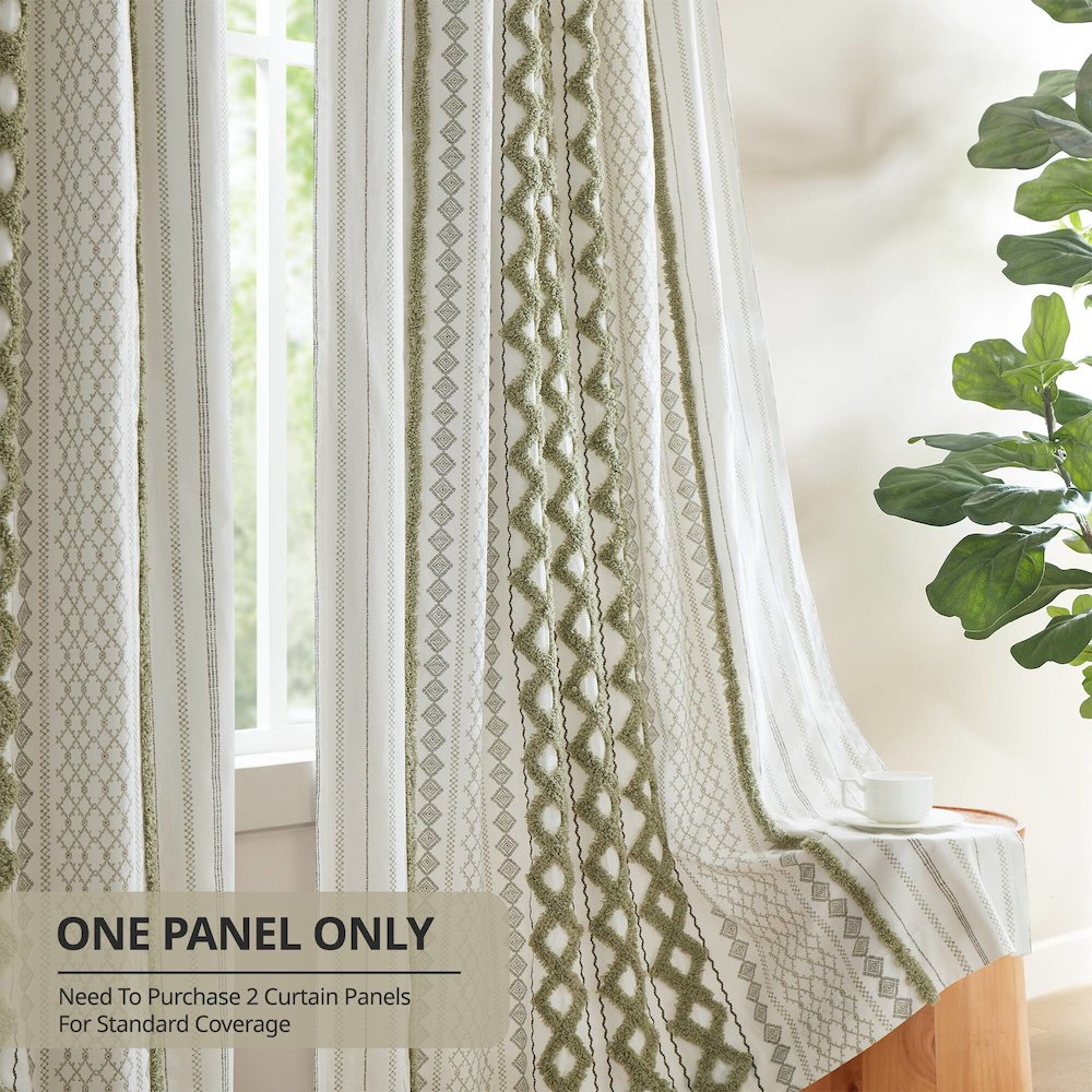 Cotton Printed Curtain Panel with Chenille Stripe and Lining