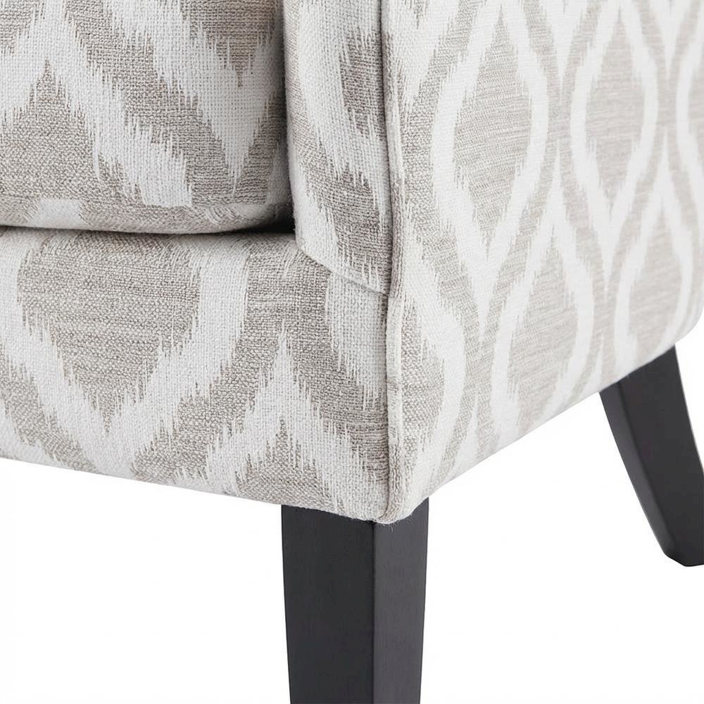 Grey Wingback Accent Chair with Arianna Pattern and Comfortable Design