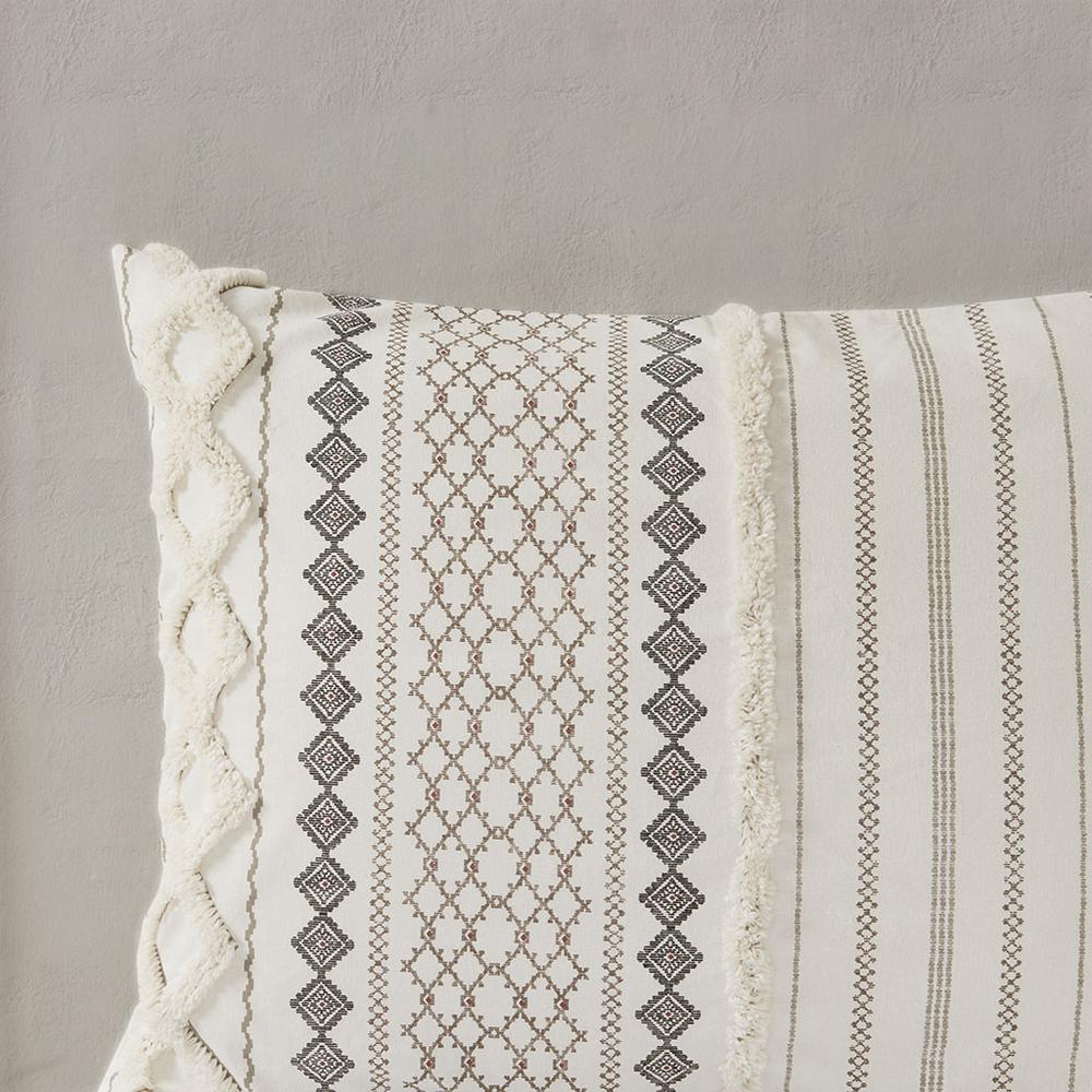 Charming Ivory Aztec Print Cotton Comforter Set, Belen Kox