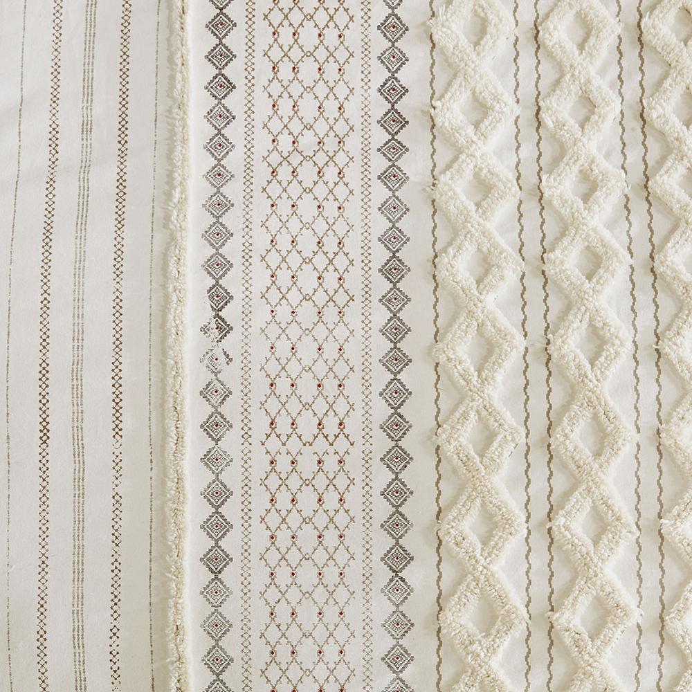 Charming Ivory Aztec Print Cotton Comforter Set, Belen Kox
