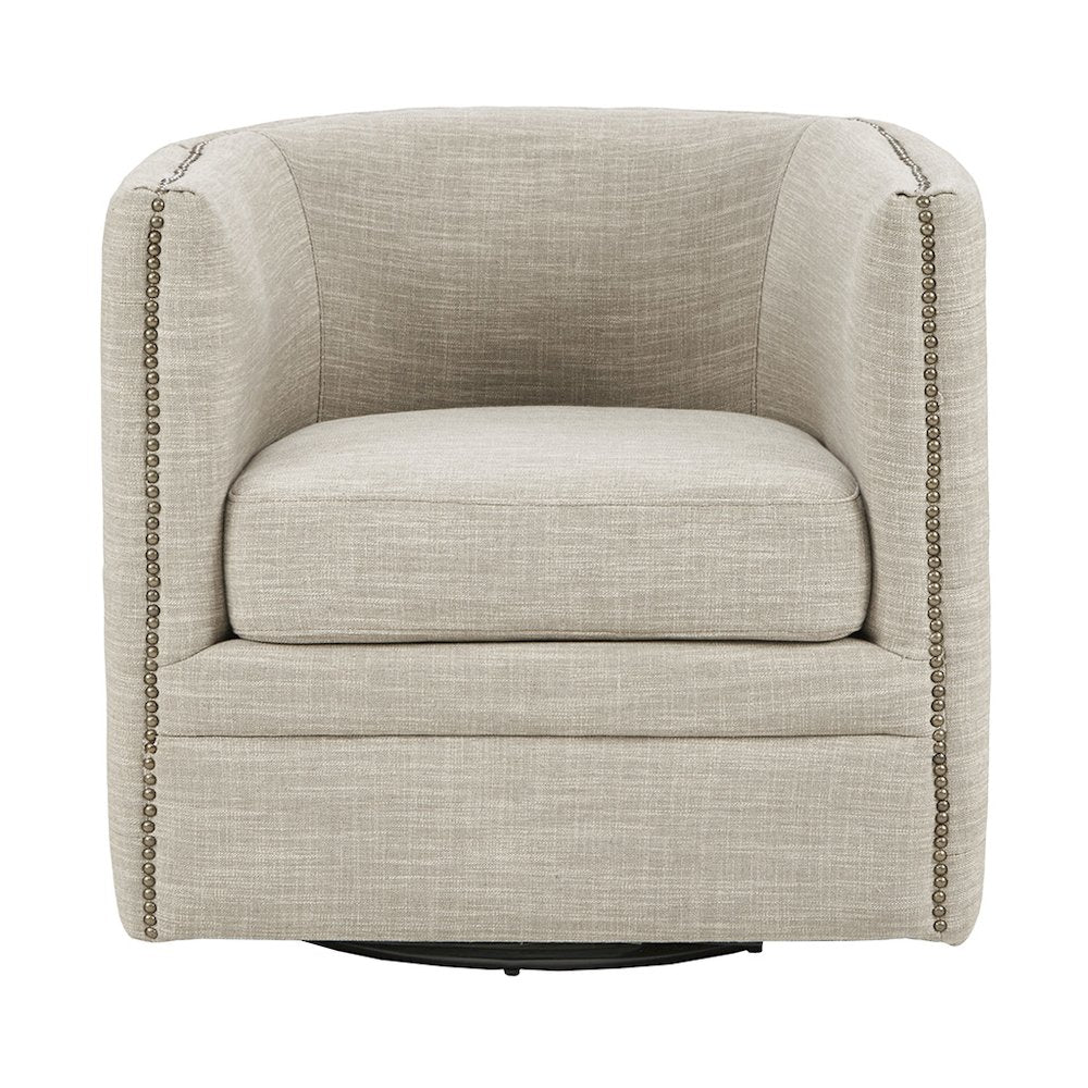 Capstone 360-degree Swivel Barrel chair with Tufting and Nail heads