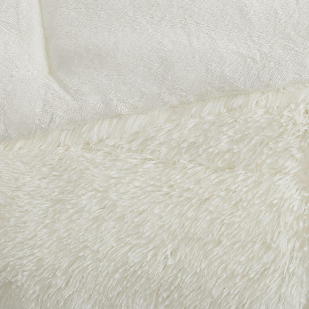 Shaggy Faux Fur Comforter Set - Ivory, Belen Kox