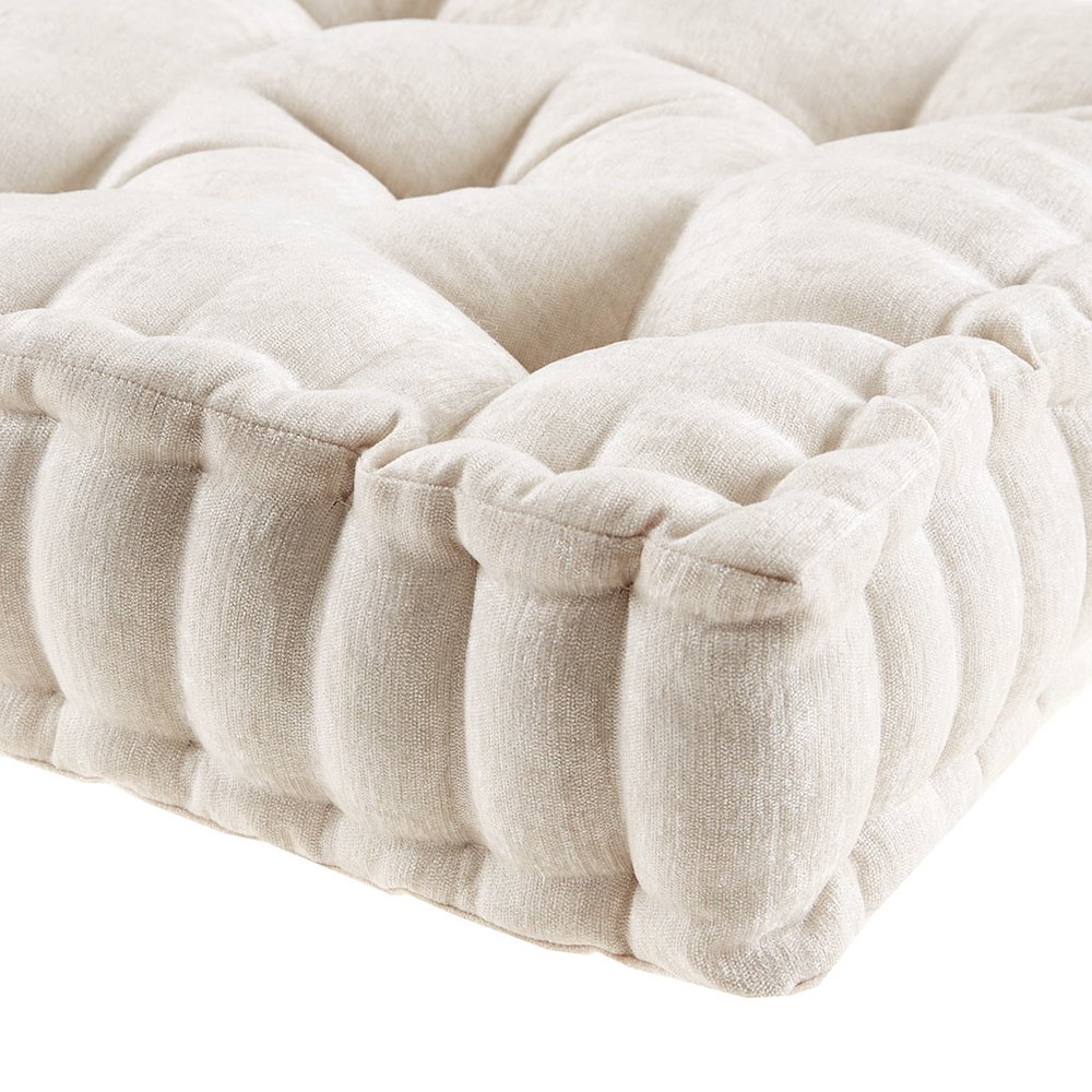 Azza Ivory Chenille Floor Pillow Cushion, Belen Kox